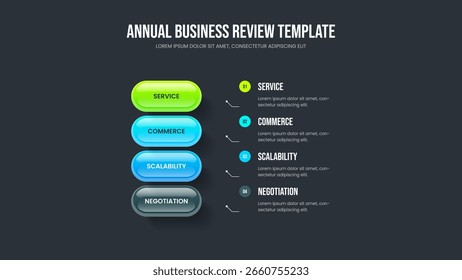Digital Profile 4 Element Infographic Presentation Design. Marketing Campaign Four Step Diagram Slide Template. Corporate Plan Frame Layout Vector Illustration.