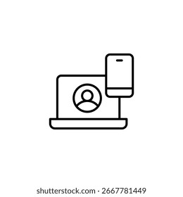 Digital Profile Communication Between Laptop And Mobile Phone Icon