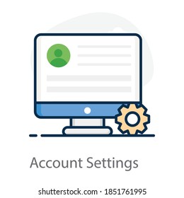 Digital profile with gear denoting account setting icon