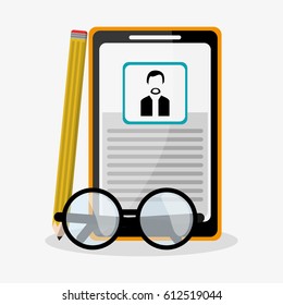digital profile of man on tablet screen  related icons image 
