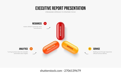 Digital Profile Three Option Diagram Slide Design. Financial Review 3 Step Infographic Slideshow Template. Project Solution Frame Layout Vector Illustration.