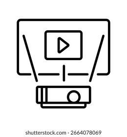 digital projector black line icon. Vector isolated element. Editable stroke.