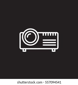 Digital projector line icon, outline vector sign, linear white pictogram isolated on black. Symbol, logo illustration