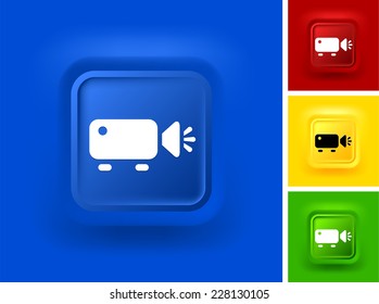 Digital Projector on Blue Bevel Square Button