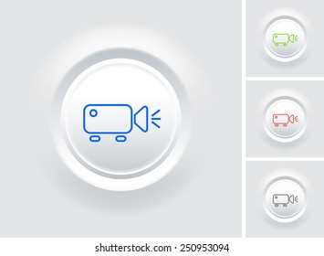 Digital Projector on White Bevel Round Buttons