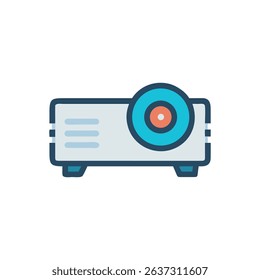 Digital projector vector icon with vibrant color palette