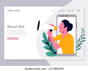 Digital Promotion Shout Out vector Illustration for landing page