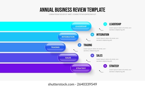Digital Proposal 5 Option Diagram Slide Design. Financial Development Five Element Infographic Slideshow Template. Enterprise Solution Presentation Layout Vector Illustration.