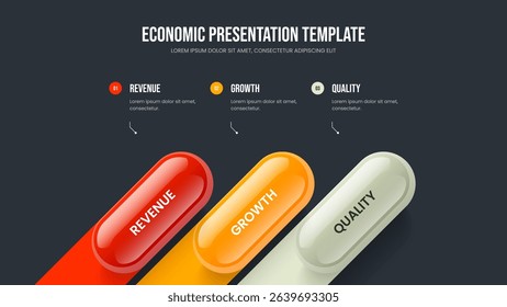 Digital Proposal Three Option Infographic Slide Template. Consulting Insight 3 Step Diagram Frame Layout. Enterprise Strategy Presentation Design Vector Illustration.