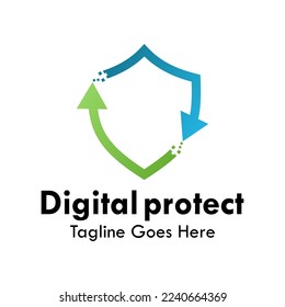 Digital protect logo template illustration