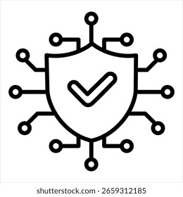 Icono de contorno de protección digital Ilustración vectorial