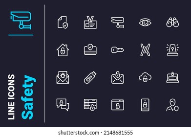 Digital protection and security guarantee icons set vector illustration. Modern methods for verification data line icon. Reliability concept