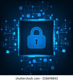 Digital protection and security.Protect system, privacy web information, vector illustration