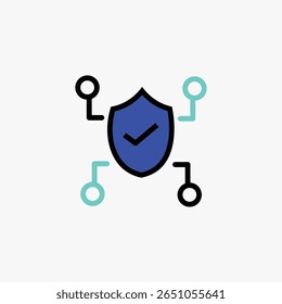 Protección digital. iconos de colores simples Vector