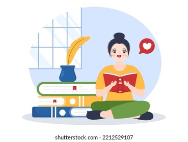 Digital Publishing Content Blog Marketing Writing for Social Media or Webpage Organization in Template Hand Drawn Cartoon Flat Illustration