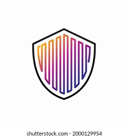Digital pulse shield logo template design