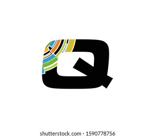 Digital Q Letter Technology Logo, Creative Q Data Icon.