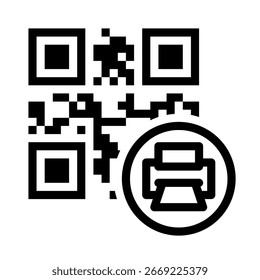 Digital qr code and printing icon providing a simple visual for document access or information scanning Perfect for educational or business materials.