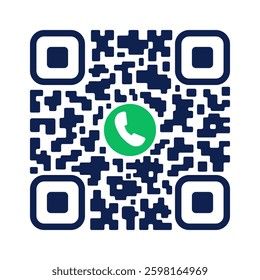 Digital QR code template with green call key button. Contactless mobile Informational high tech  identification. Modern internet technology concept. EPS 10 vector illustration. Isolated. 