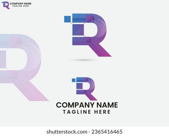 Digital R letter logo design. Digital logo. R logo. Business. Technology. Script. Font. R vector. Modern logo. Science. Tech