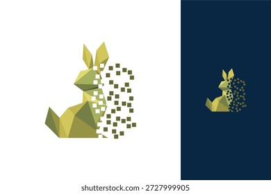 Arte geométrico del polígono del conejo de Digitaces, efecto pixelado de la disolución, icono animal Abstractas