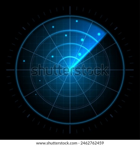 Digital radar screen. Futuristic sonar interface, navigation control monitor high-tech military target tracker or air traffic radar scanner display vector illustration of radar scan, screen display