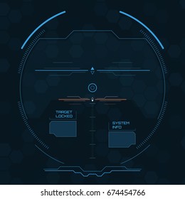 Digital radar screen. Futuristic user interface with detailed panels.