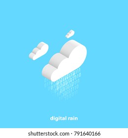 Digital Rain From The Cloud Of Data, Isometric Image