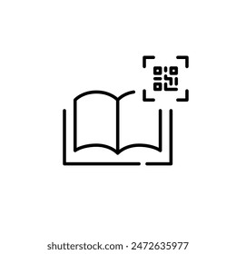 Digital reading qr code. Access to e-book versions in library and bookstore. Pixel perfect vector icon