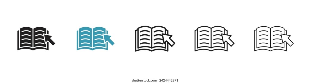 Digital Reading Vector Icon Set. E-Reader screen download vector symbol for UI design.