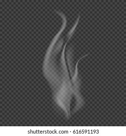 Digital realistic cigarette smoke waves. Vector illustration isolated on transparent background.