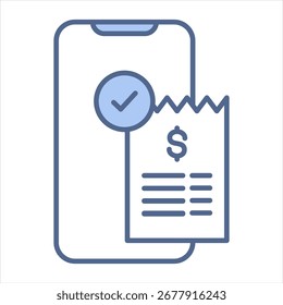 Digital Receipt Blue Icon Vector Illustration