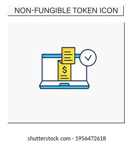 Digital receipt color icon. E receipt. Application inform customers of rebates, discounts. sent via email, app.Digitalization concept. Isolated vector illustration