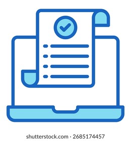 Digital Receipt Icon Blue Vector Illustration