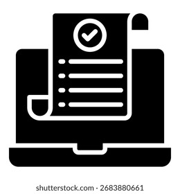 Digital Receipt Icon Glyph Vector Illustration