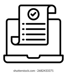 Digital Receipt Icon Line Vector Illustration
