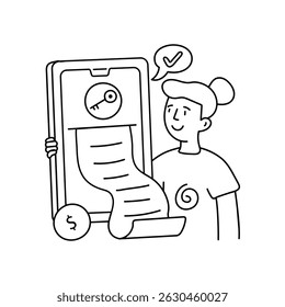 Ilustrações de contorno de vetor de Recebimento Digital. Arquivo EPS 10