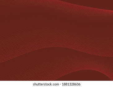 Digital red background of particles. Abstract futuristic dynamic background. Big data visualization. 