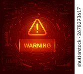 Digital Red Interface Warning Icon Vector Illustration for Technology and Alert Design