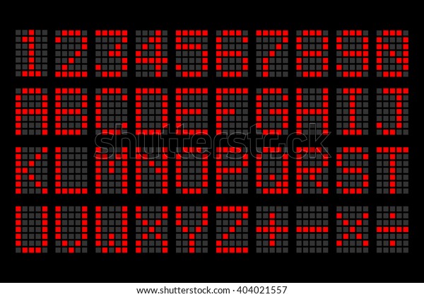 Digitale Rote Buchstaben Und Zahlen Anzeigetafel Fur Stock Vektorgrafik Lizenzfrei