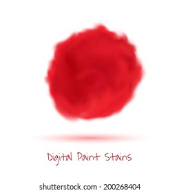 Digital red paint stain. Vector illustration.