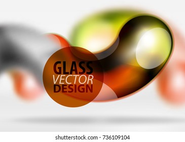 Digital red techno abstract background, grey 3d space with glass curvy bubble. Vector technology abstract background
