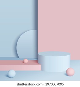 Digital rendered platforms for your product showcase. Geometric Vector 3d illustration.