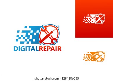 Digital Repair Logo Template Design Vector, Emblem, Design Concept, Creative Symbol, Icon