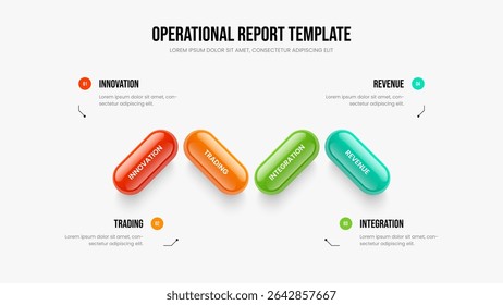 Informe digital Plantilla de marco de diagrama de cuatro pasos. Ilustración vectorial de diseño de diapositivas de desarrollo de Empresa. Diseño de presentación de infografía de elementos de Cartera de Profesional 4.