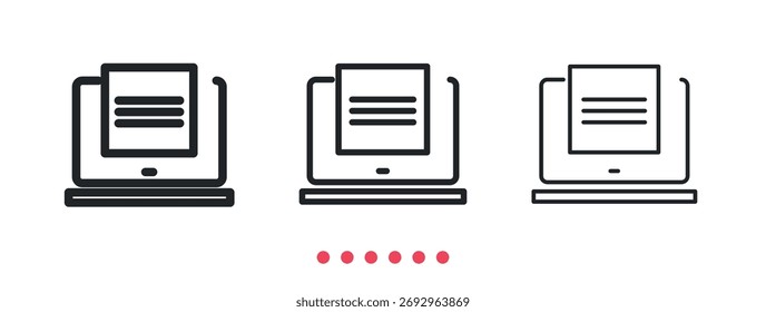 Icono de informe digital. Vector de icono de línea delgada