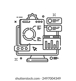 Digital Report Outline Icon, Vector illustration