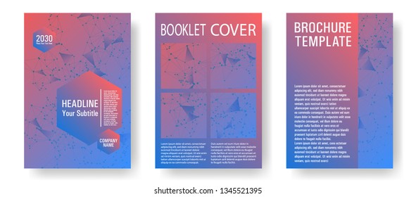 Digital report template. Global network connection low poly grid. Interlinked nodes, molecular or  big data cloud structure concept. Network nodes information technology cover.