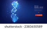 Digital Representation of Glowing DNA Helix Structure in Blue Space with Sparkling Star Particles gene cell concept vector illustration or background