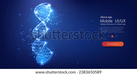 Digital Representation of Glowing DNA Helix Structure in Blue Space with Sparkling Star Particles gene cell concept vector illustration or background